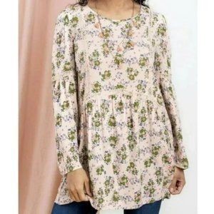 NEW MATILDA JANE Blush pin Lace-Inset Like A Lady Long Sleeve Shirt Tunic Top